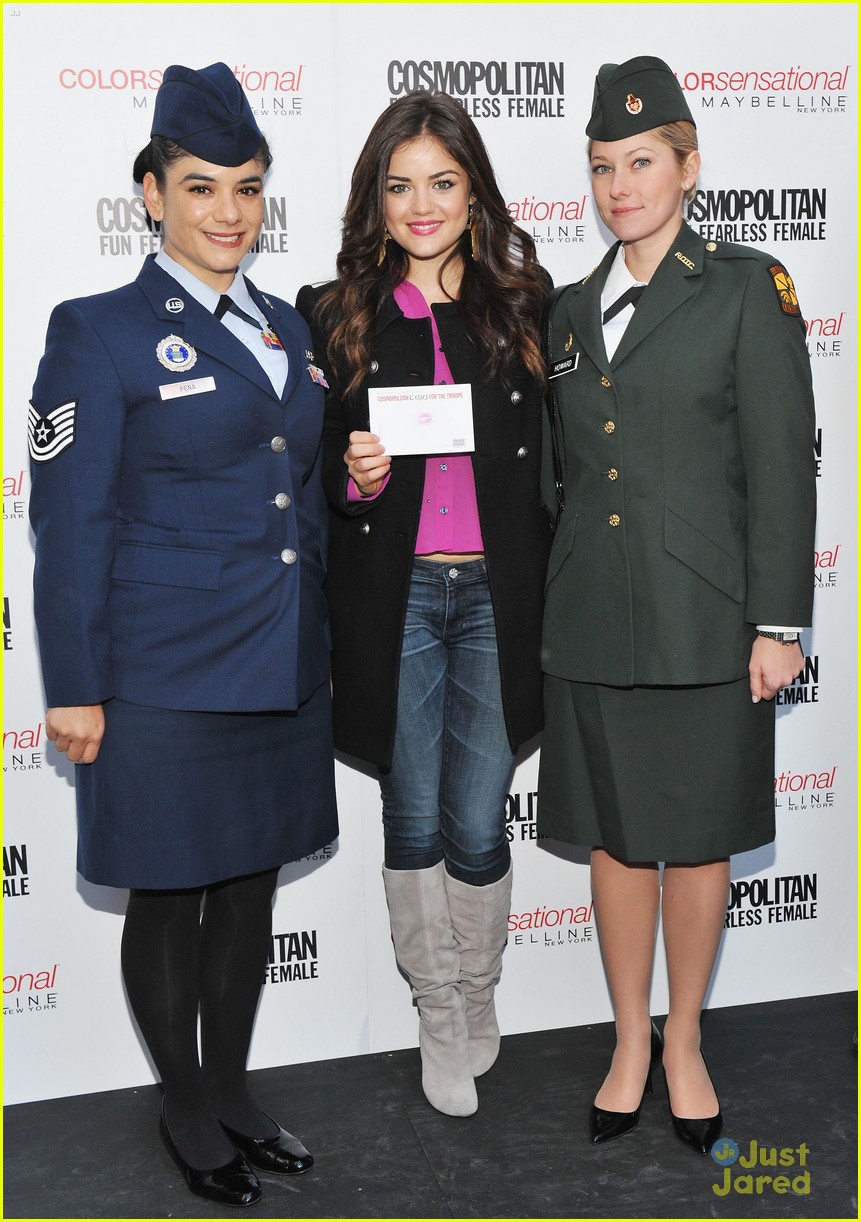 lucy hale cosmo kisses troops 16