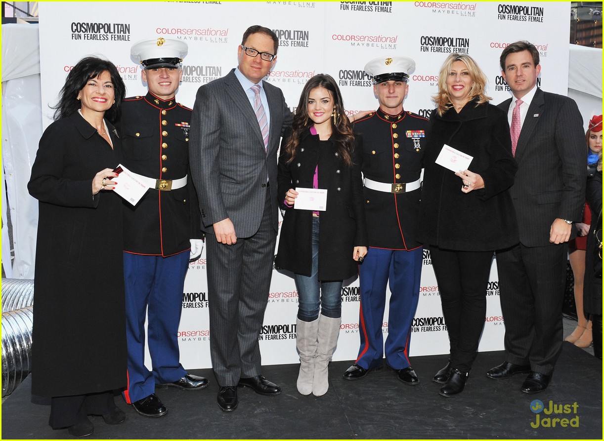 lucy hale cosmo kisses troops 20