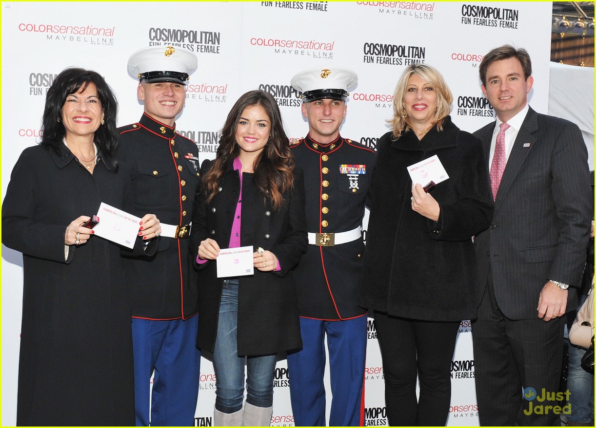lucy hale cosmo kisses troops 21