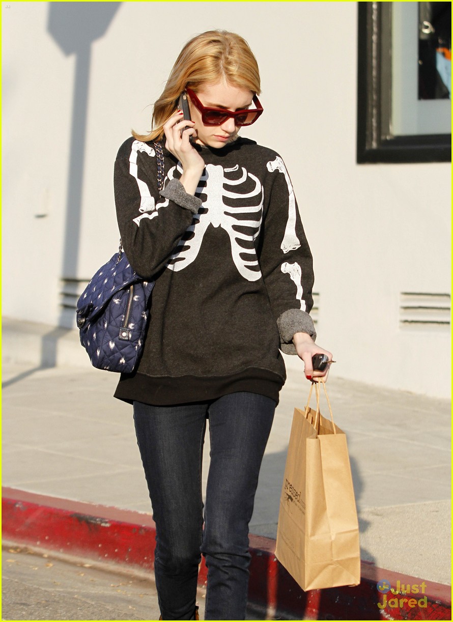 emma roberts skeleton sweater 07