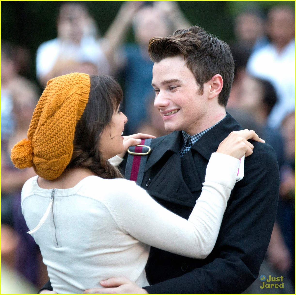 Lea Michele Glee Hug for Chris Colfer Photo 487812 Chris