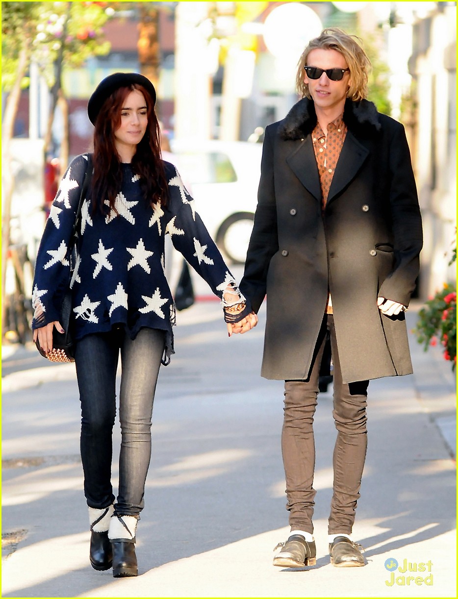 lily collins jamie bower hold hands 04