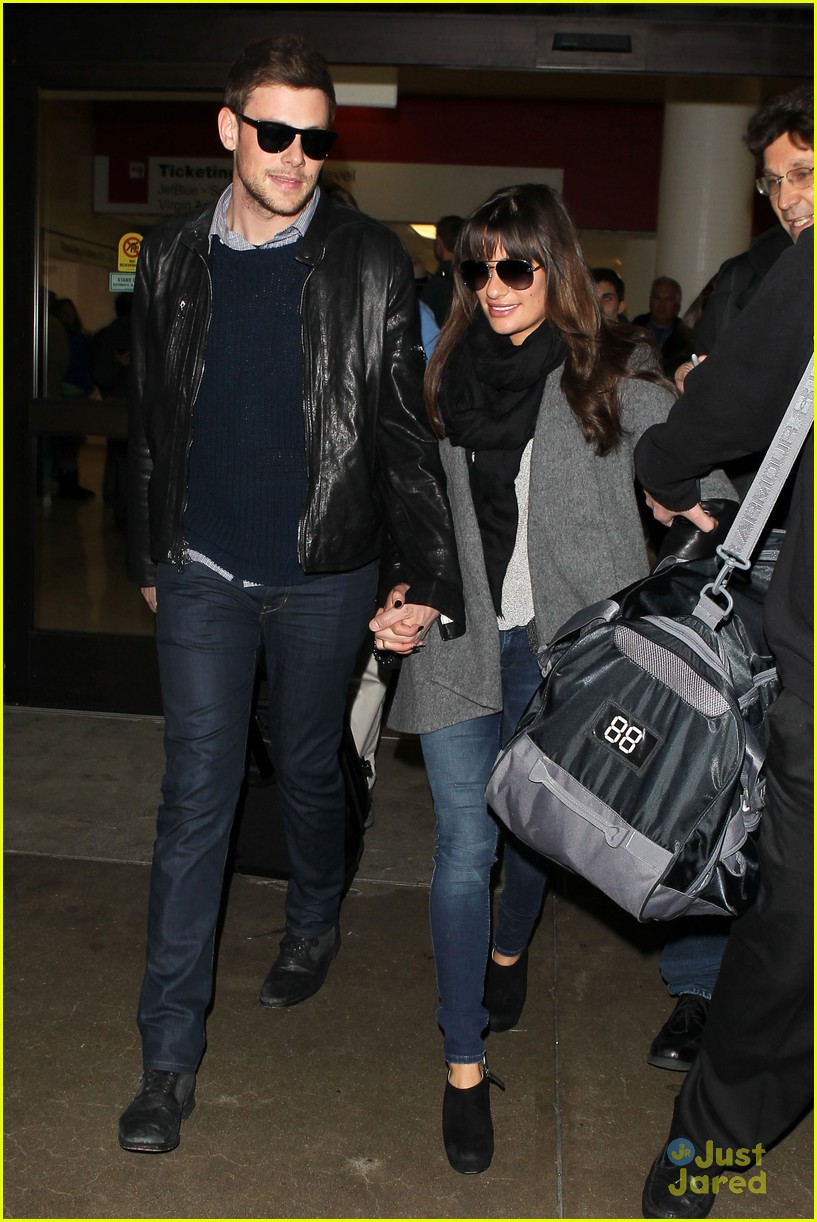 lea michele cory monteith lax arrival 01