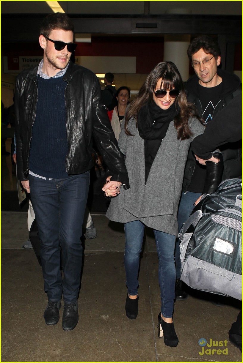 lea michele cory monteith lax arrival 03
