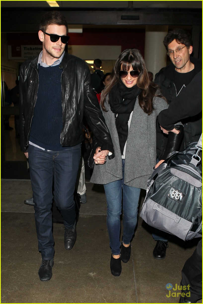 lea michele cory monteith lax arrival 04
