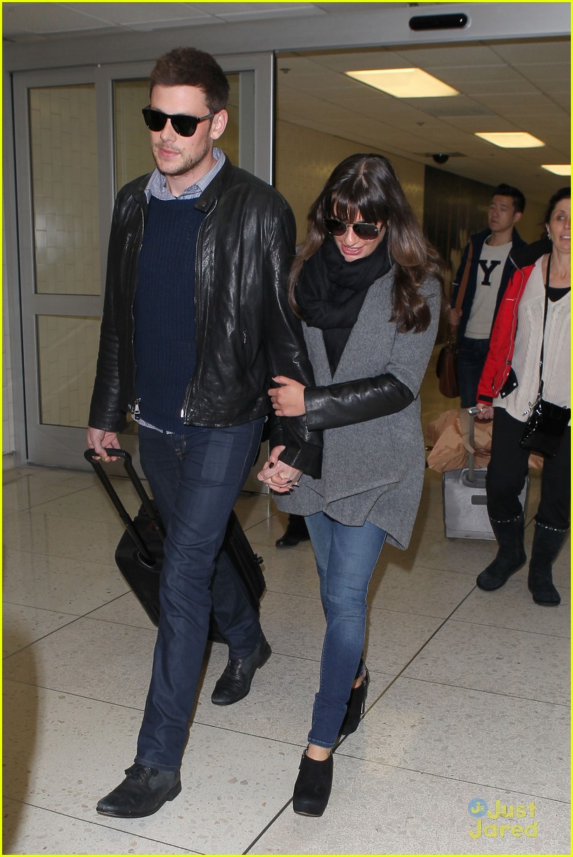 lea michele cory monteith lax arrival 06
