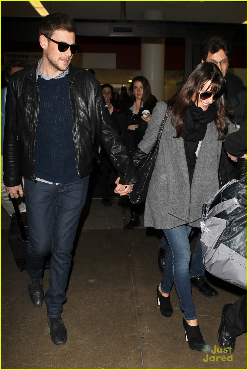 lea michele cory monteith lax arrival 07