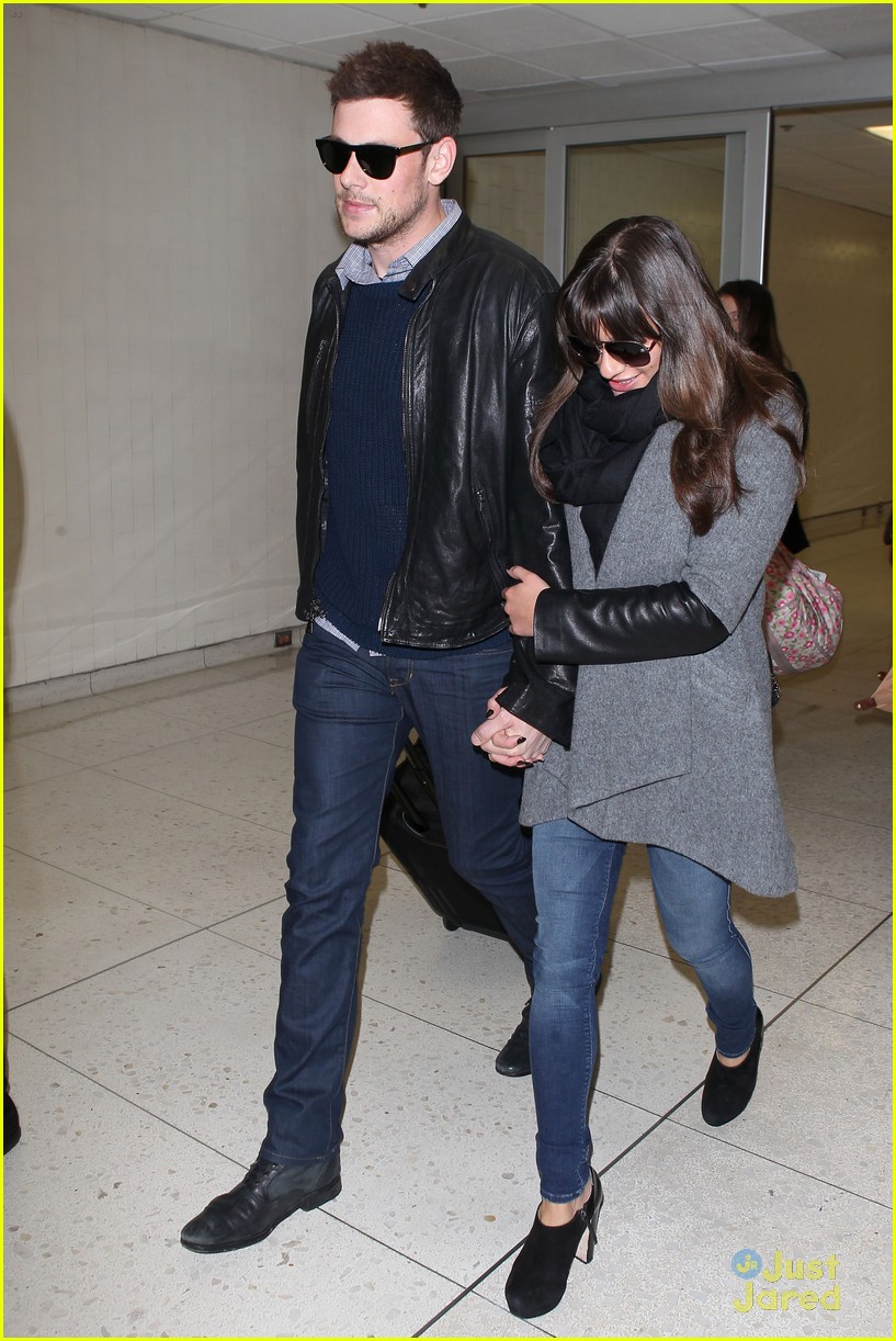 lea michele cory monteith lax arrival 08