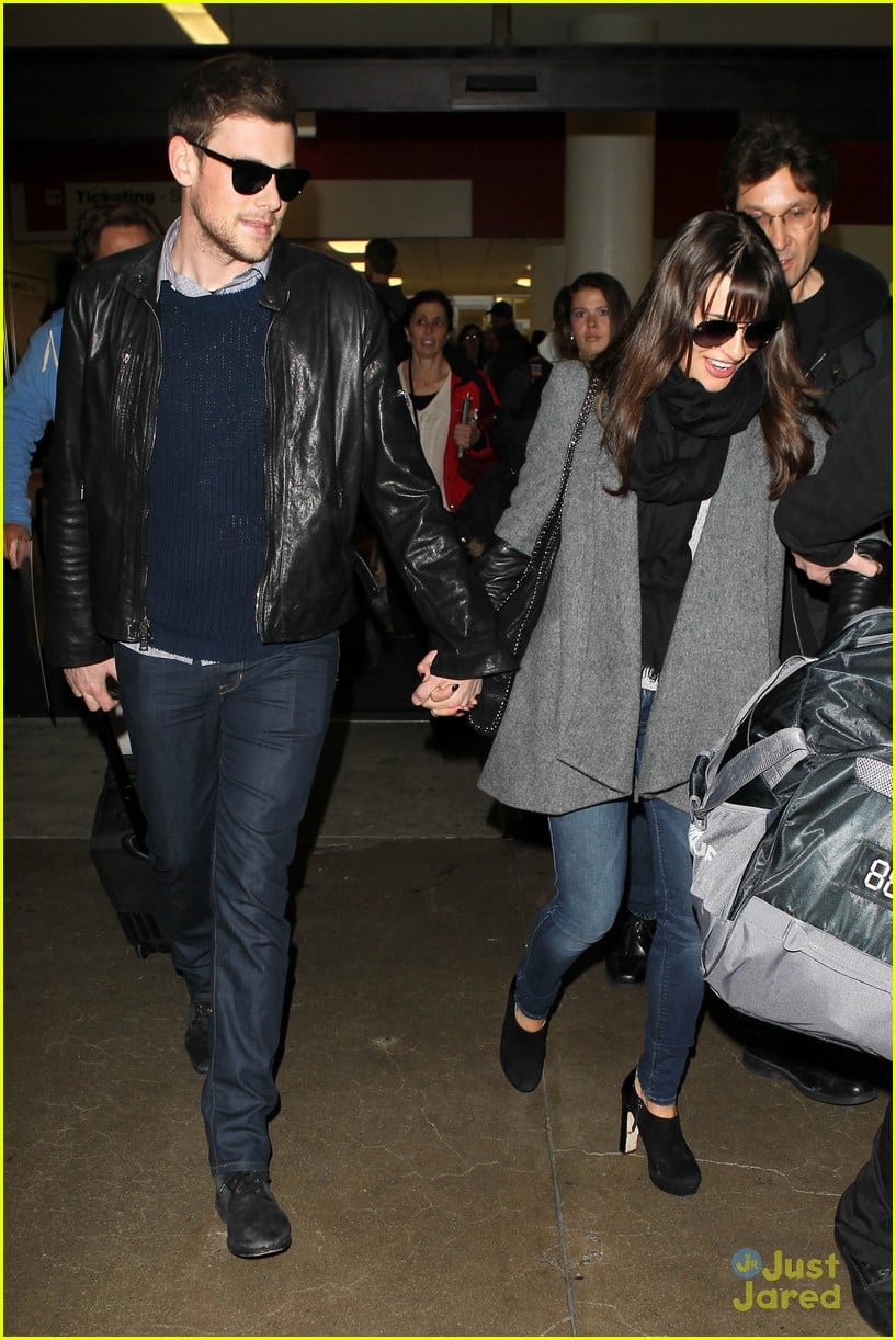 lea michele cory monteith lax arrival 10