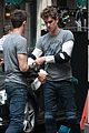 andrew garfield dons elbow pads for spider man 2 stunts 03