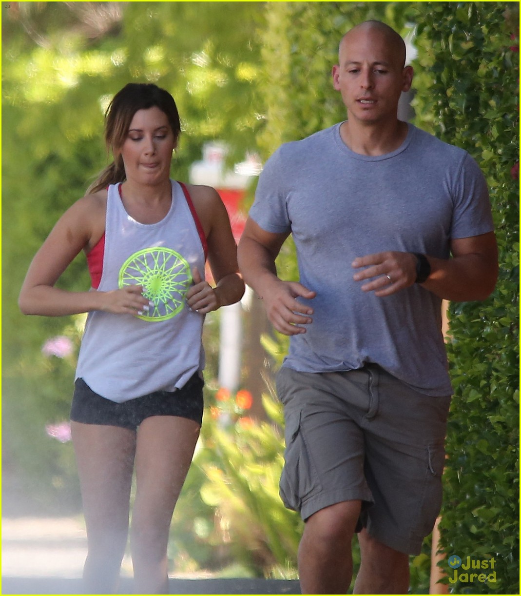 ashley tisdale jogs with her trainer in weho 02