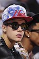 justin bieber sits courtside at miami heat playoff game 13