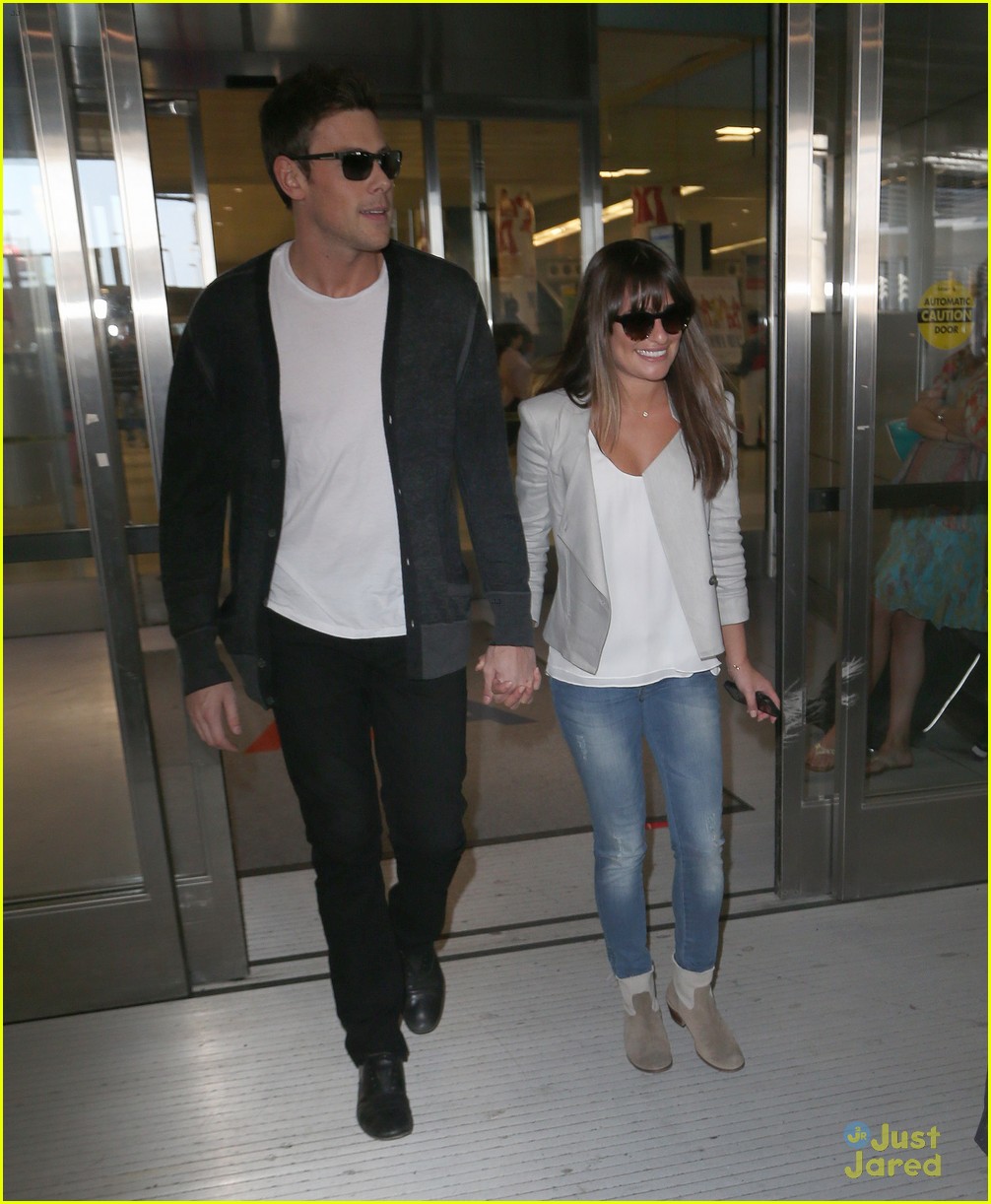 lea michele cory monteith touch down at jfk 02