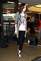 lily collins lax arrival hug 05