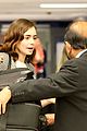 lily collins lax arrival hug 15