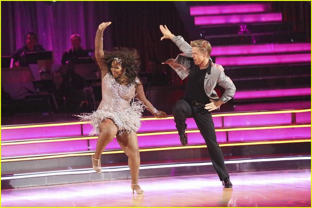 Amber Riley Derek Hough Cha Cha on DWTS Watch Now Photo