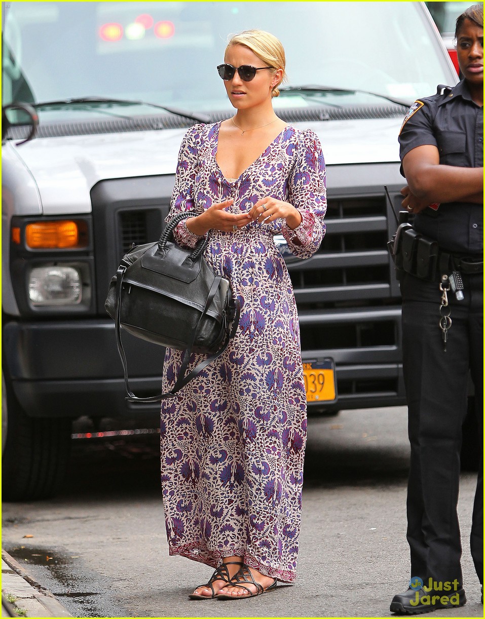 dianna agron floral dress nyc 04