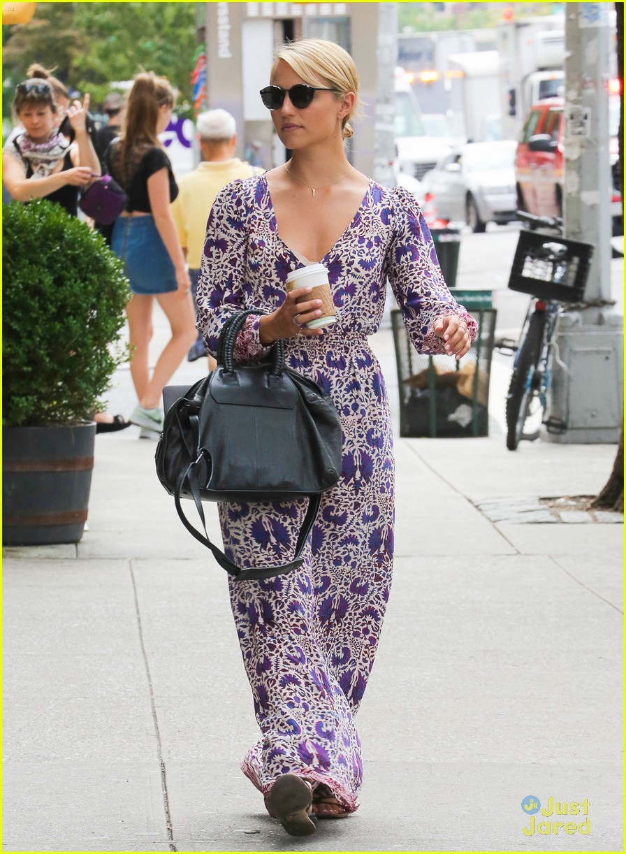 dianna agron floral dress nyc 05