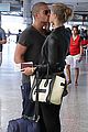 max george nina agdal goodbye kiss at barbados airport 01