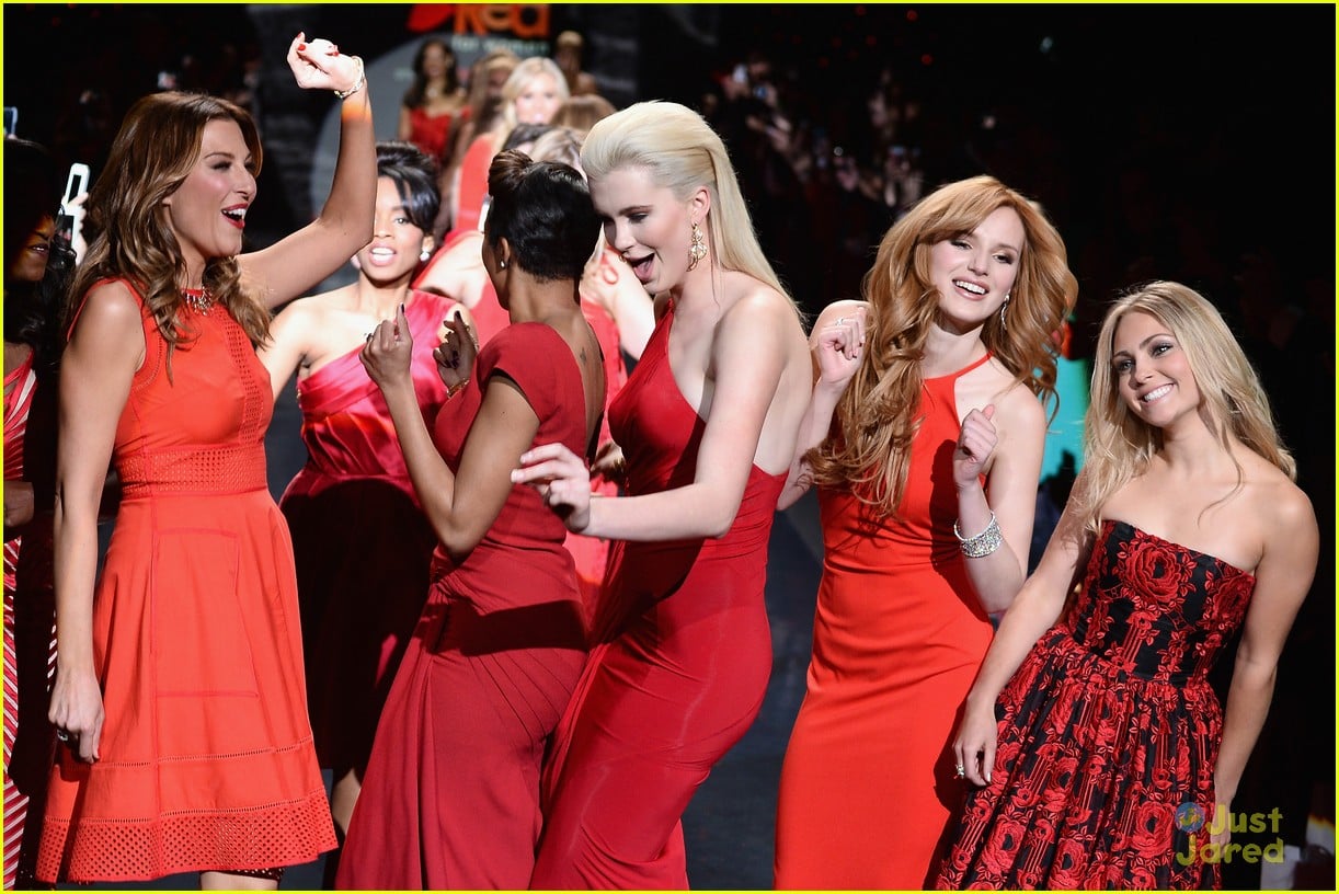 kat graham ireland baldwin red dress fashion show 2014 15