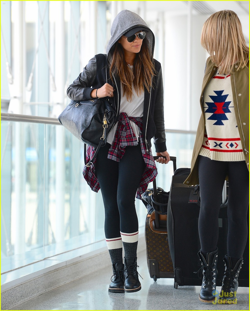 shay mitchell nyc landing ahead direct tv bowl 10