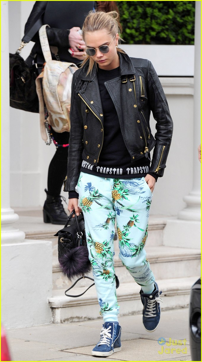 cara delevingne pineapple pants three outfits 07