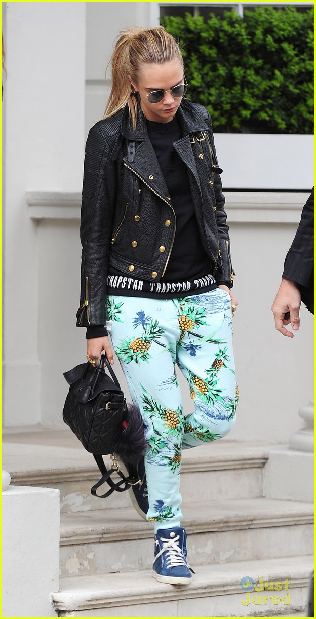 cara delevingne pineapple pants three outfits 23