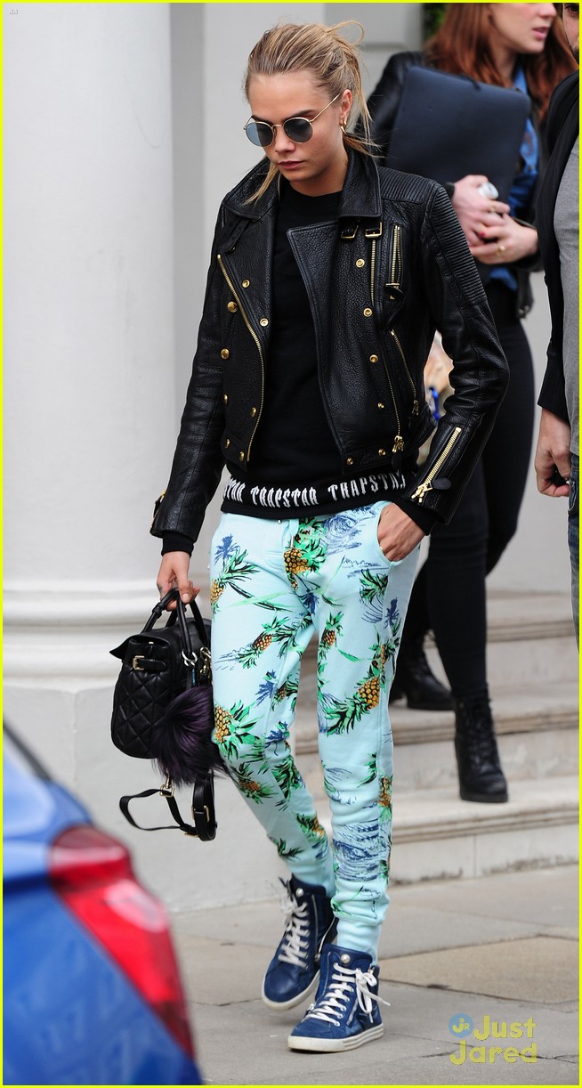 cara delevingne pineapple pants three outfits 25