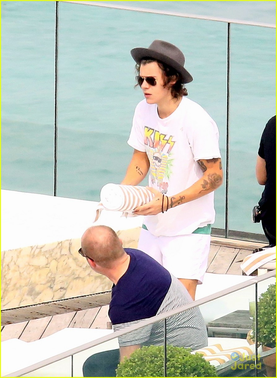 harry styles shirtless rio tossed in pool 15