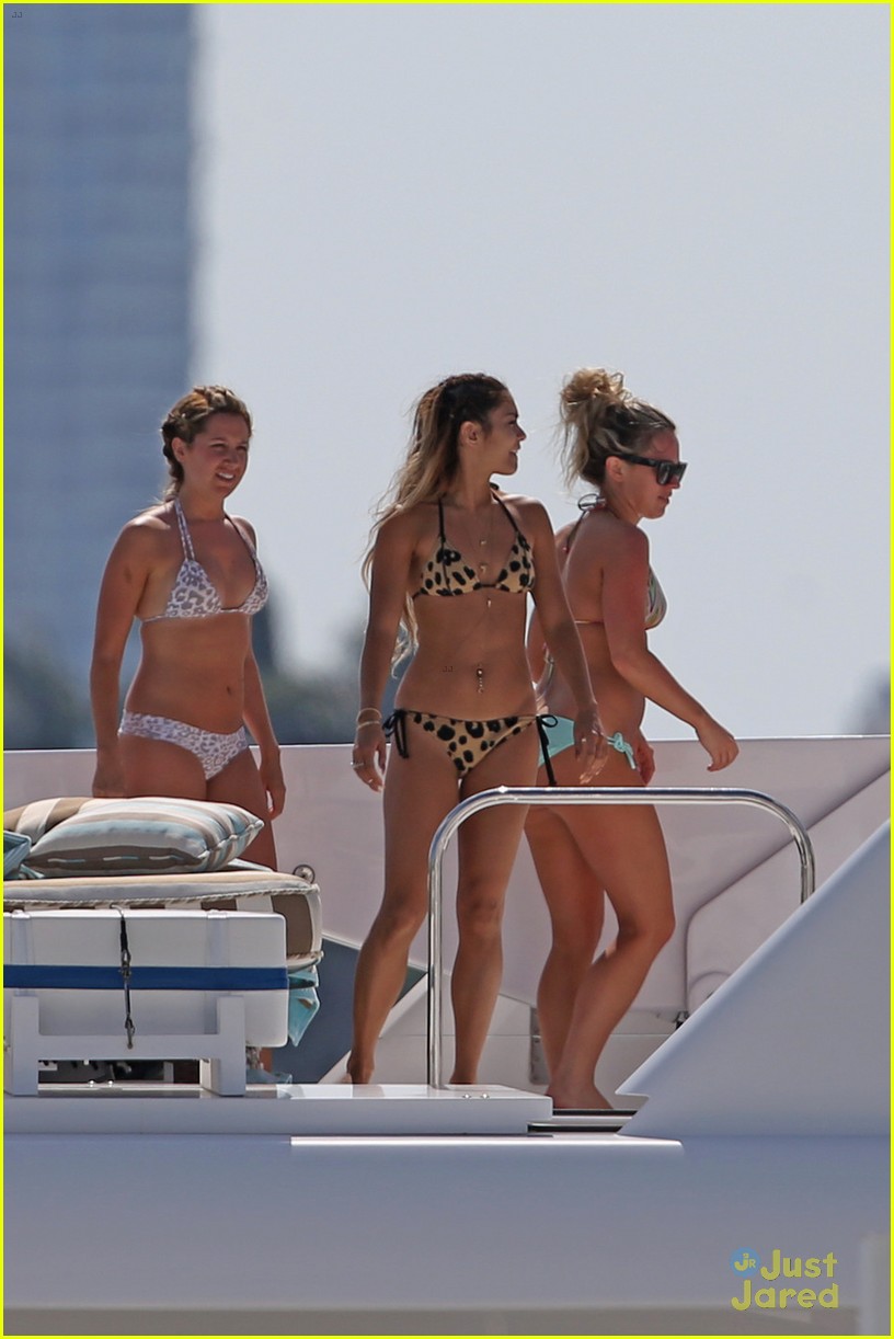 vanessa hudgens bares bikini on a yacht with ashley tisdale 06