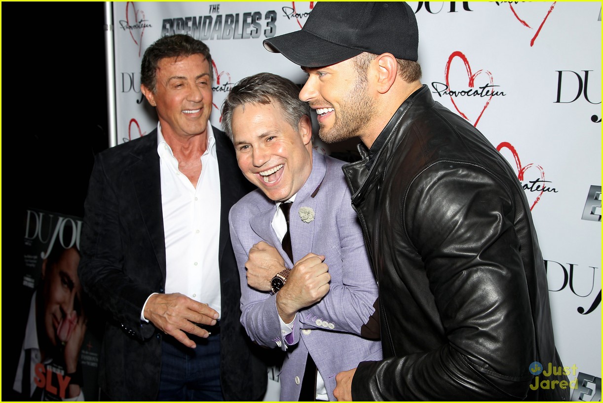 kellan lutz sylvester stallone throw punches at dujour party 03