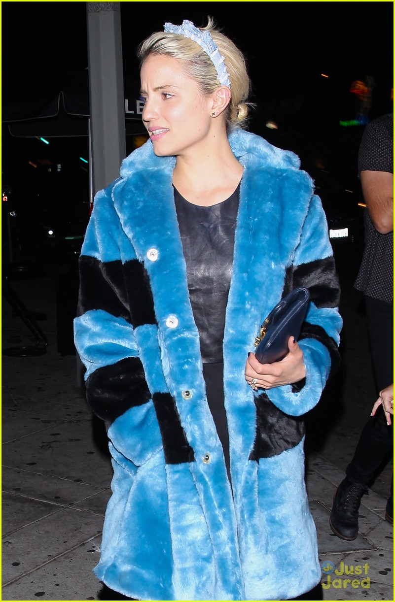 dianna agron fuzzy blue fur coat 07