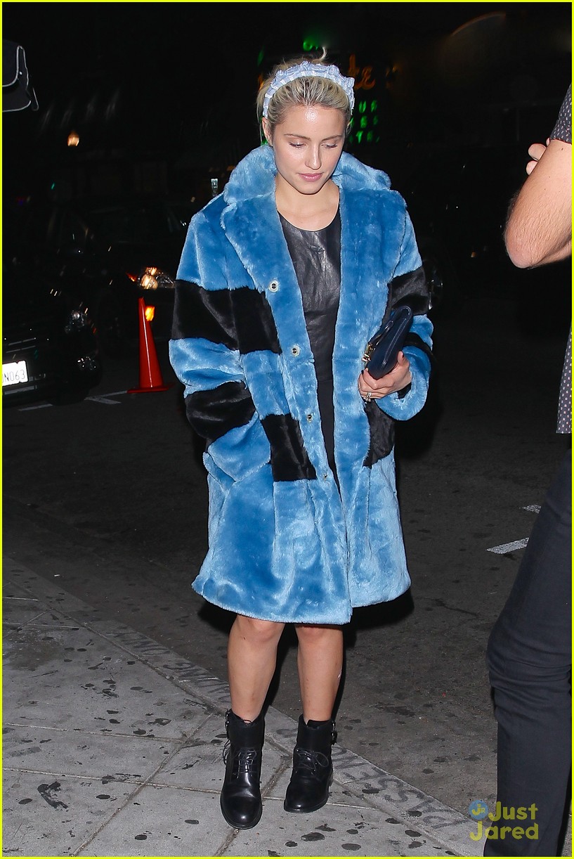 dianna agron fuzzy blue fur coat 08