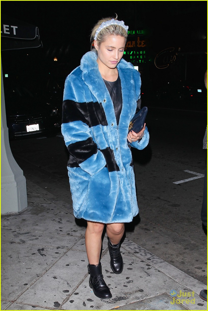 dianna agron fuzzy blue fur coat 10