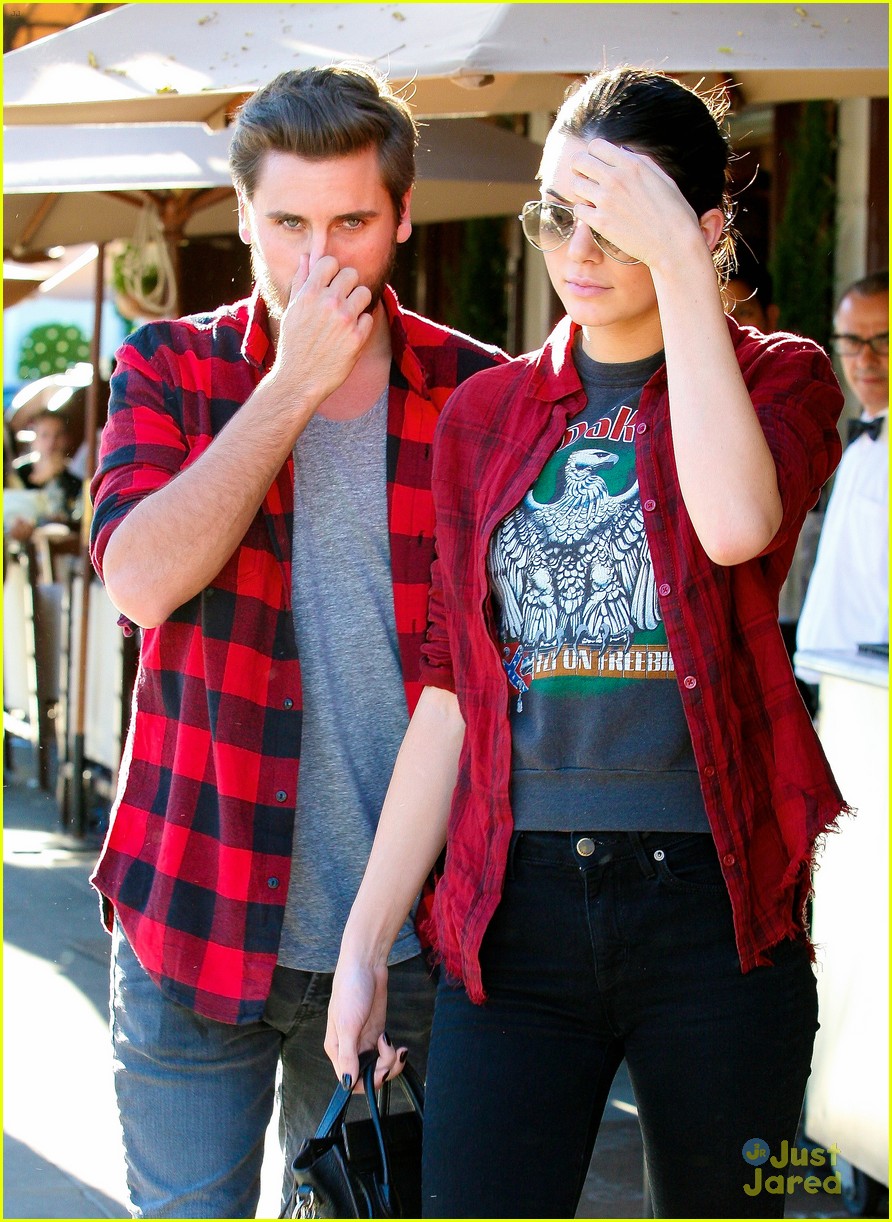 kendall jenner scott disick match in red flannel shirts 07