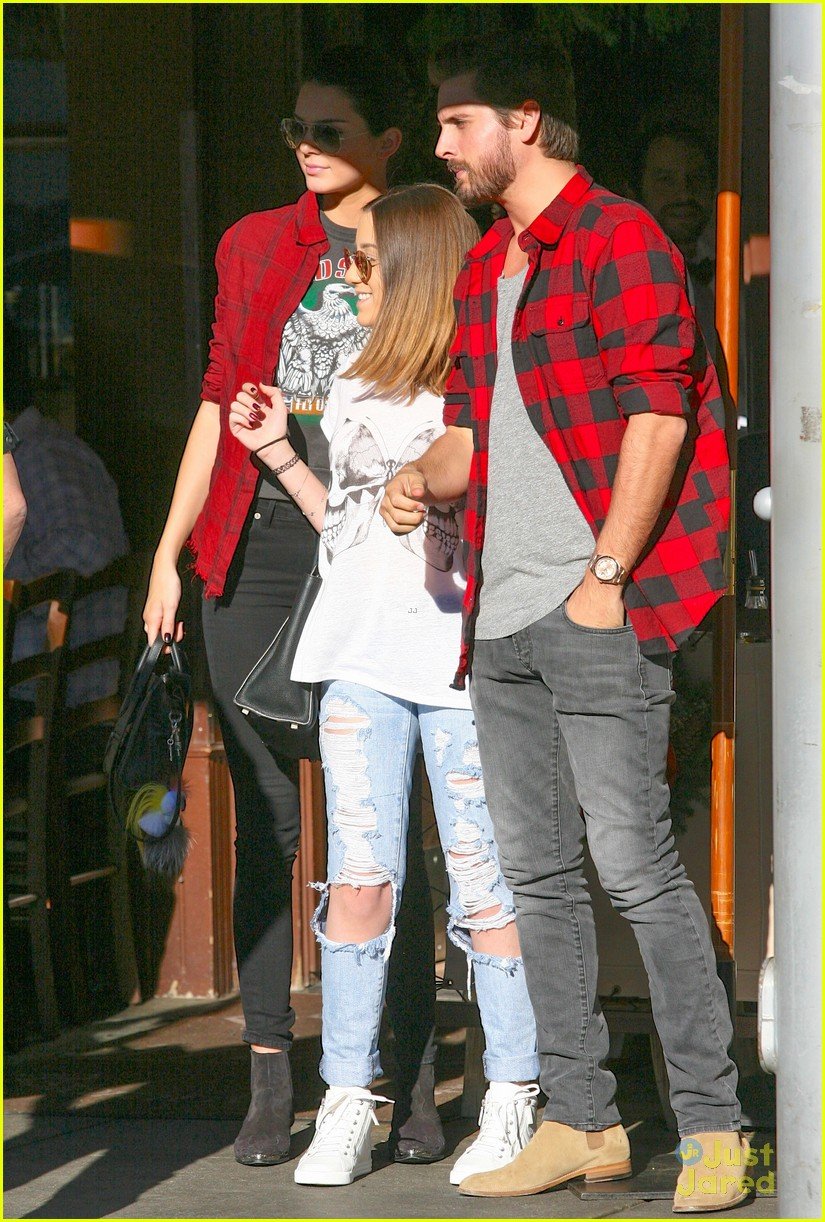 kendall jenner scott disick match in red flannel shirts 08