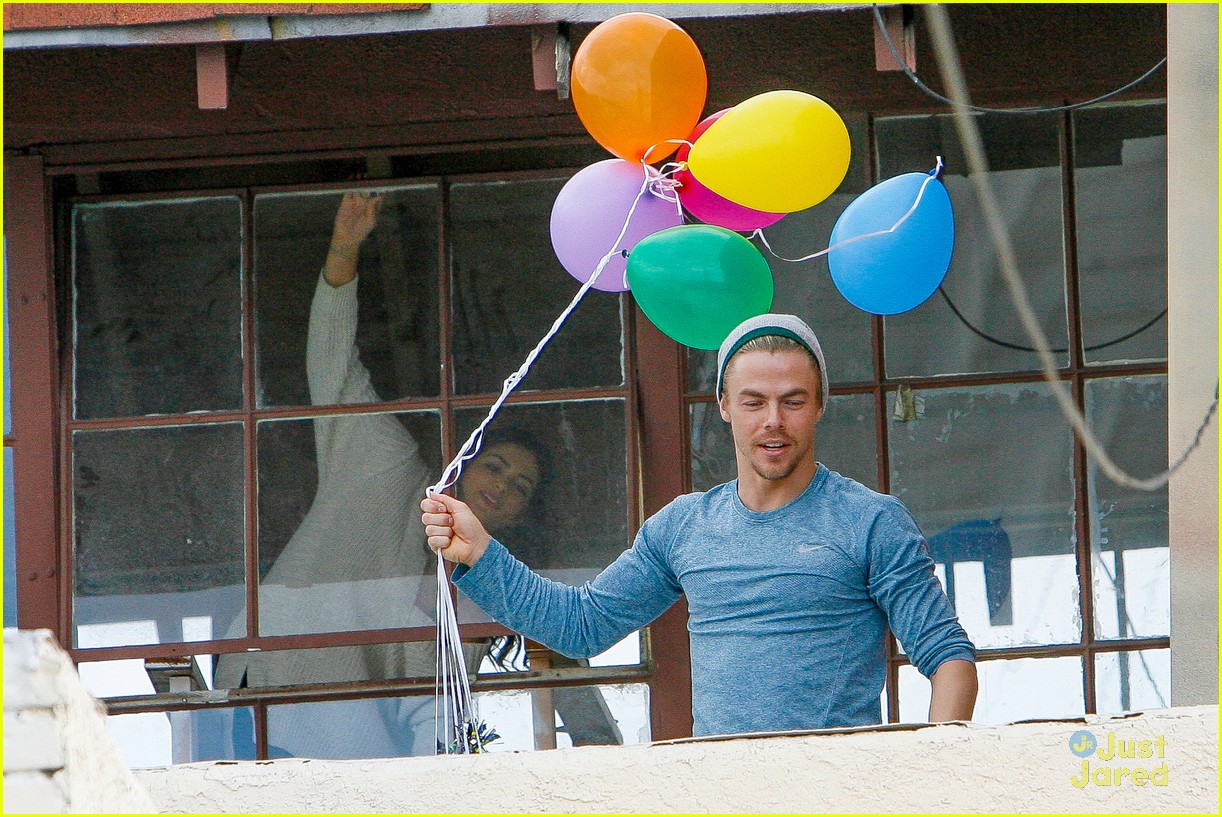 bethany mota derek hough balloons from rooftop 06