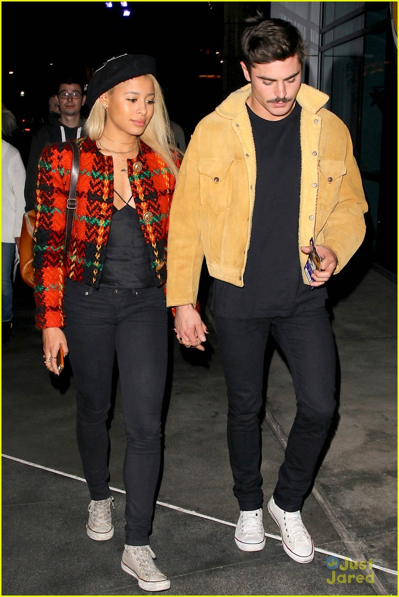 zac efron sami miro hold hands at lakers game date 06