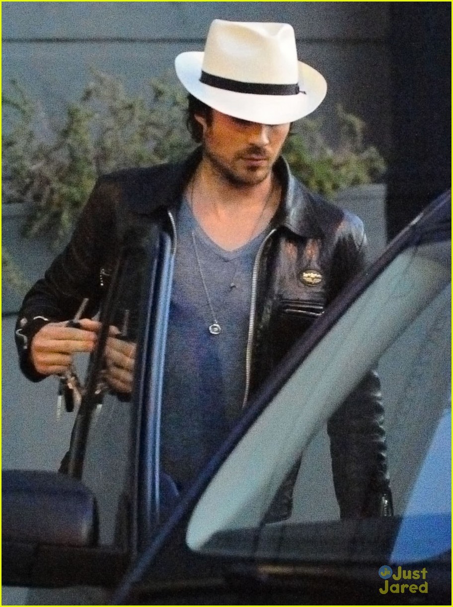 ian somerhalder nikki reed cover up with hats at lunch 04