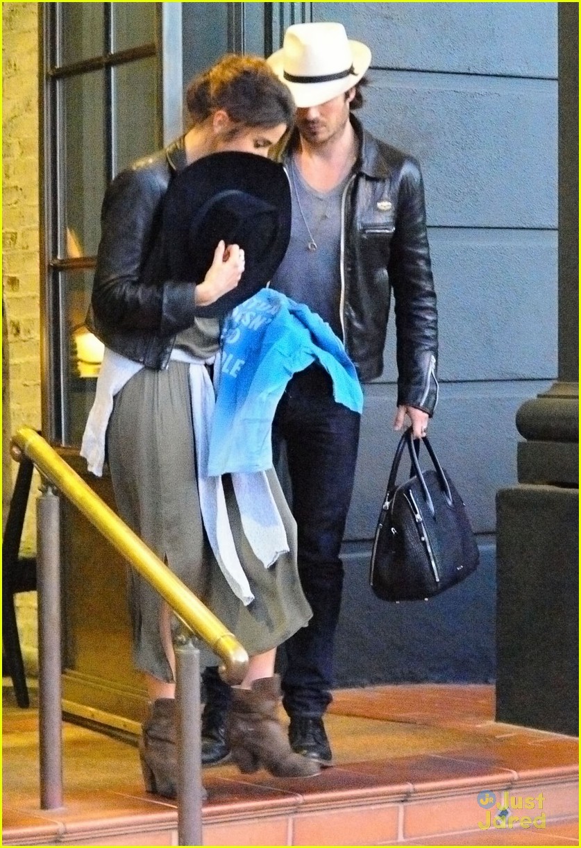 ian somerhalder nikki reed cover up with hats at lunch 07