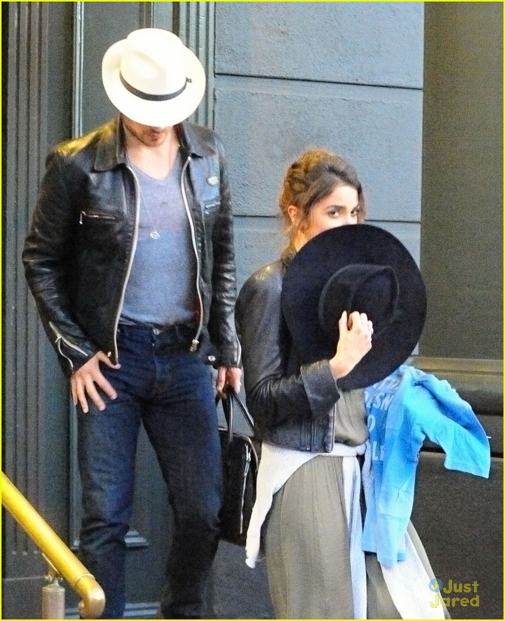 ian somerhalder nikki reed cover up with hats at lunch 08