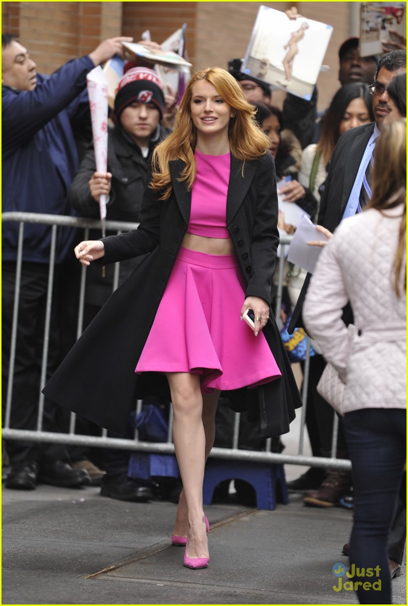 bella thorne the view appearance pink outfit airport 05