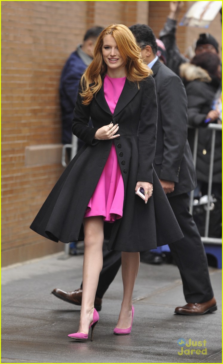 bella thorne the view appearance pink outfit airport 08