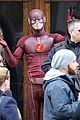 grant gustin gives out bunny ears on the flash set 06