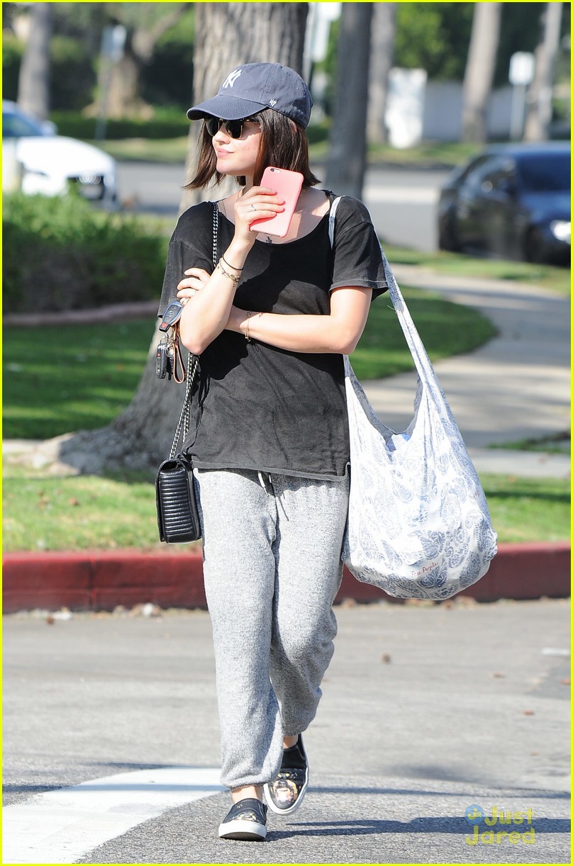 lucy hale trackpants boa date night 03