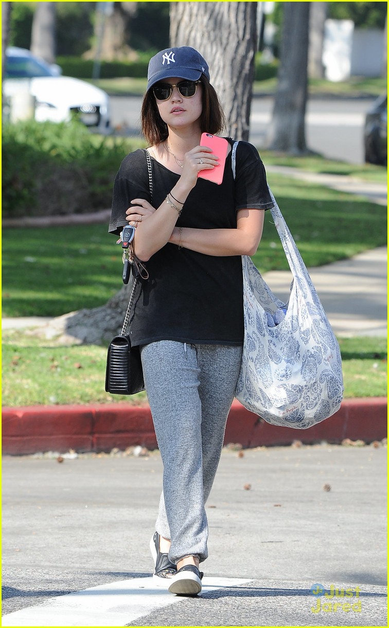 lucy hale trackpants boa date night 08