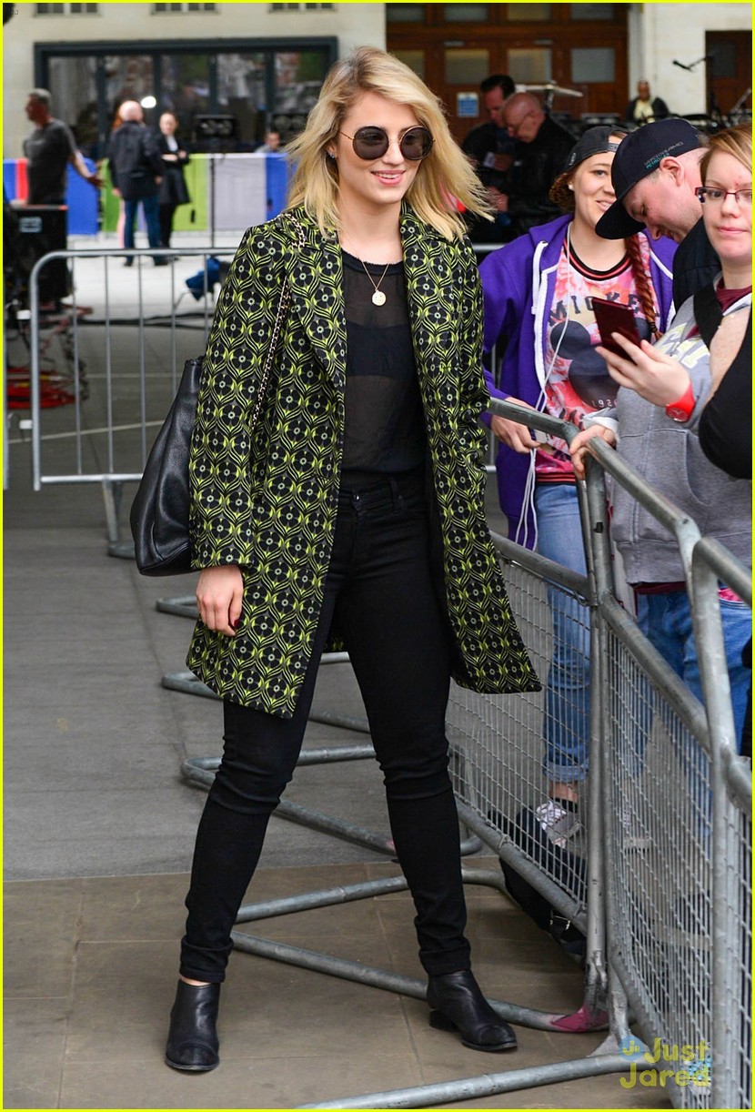 dianna agron greets her fans before another day at work 05