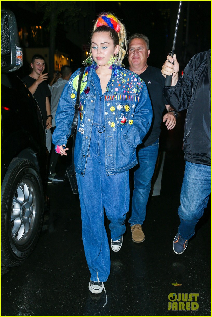 miley cyrus does double denim after snl rehearsal 35