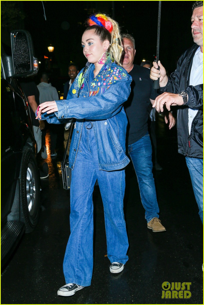 miley cyrus does double denim after snl rehearsal 40