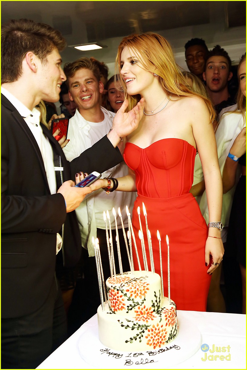 bella thorne 18th bday party friends red dress 06